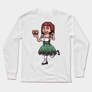 Oktoberfest Girl With Pretzel Long Sleeve T-Shirt